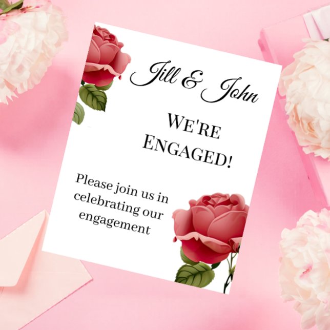 Invitación Boda Romántica de Compromiso Rosa Roja (Subido por el creador)