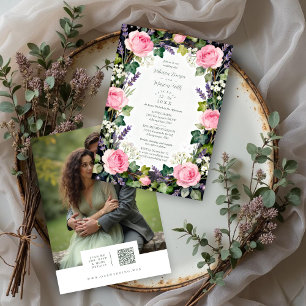 Invitación Boda romántica de cottagecore con jardín floral ro