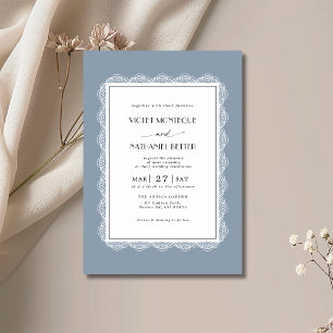 Invitación Boda Romántica de Dinero Antiguo con Encaje Blanco