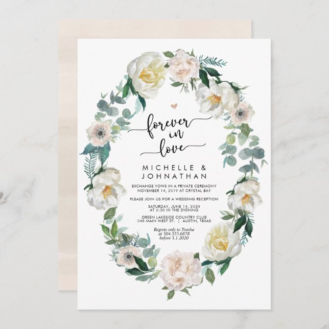 Invitación Boda Romántica de Elopamiento de Primavera Perfect (Anverso / Reverso)