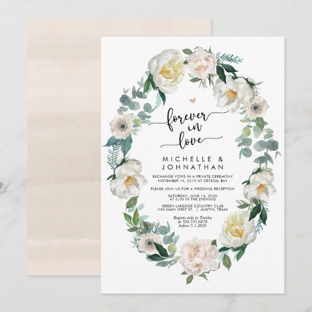 Invitación Boda Romántica de Elopamiento Perfecta de Primaver (Anverso / Reverso)