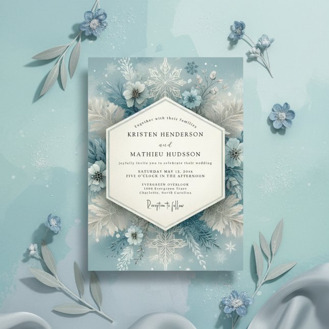Invitación Boda Romántica de Escarcha Azul Pizarra (Subido por el creador)