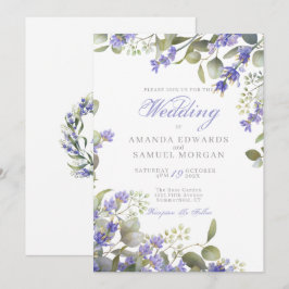 Invitación Boda Romántica de Eucalipto y Lavanda