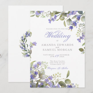 Invitación Boda Romántica de Eucalipto y Lavanda