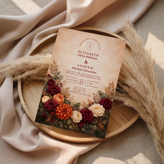 Invitación Boda Romántica de Floral de Otoño (Subido por el creador)