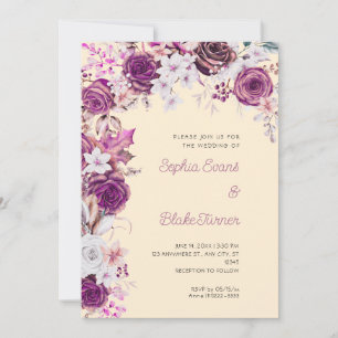 Invitación Boda Romántica de Flores Cascada de Rosa y Blanco 