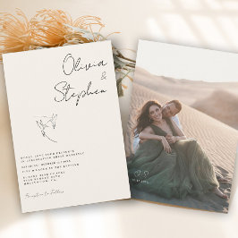 Invitación Boda Romántica de Foto en Marfil Minimalista
