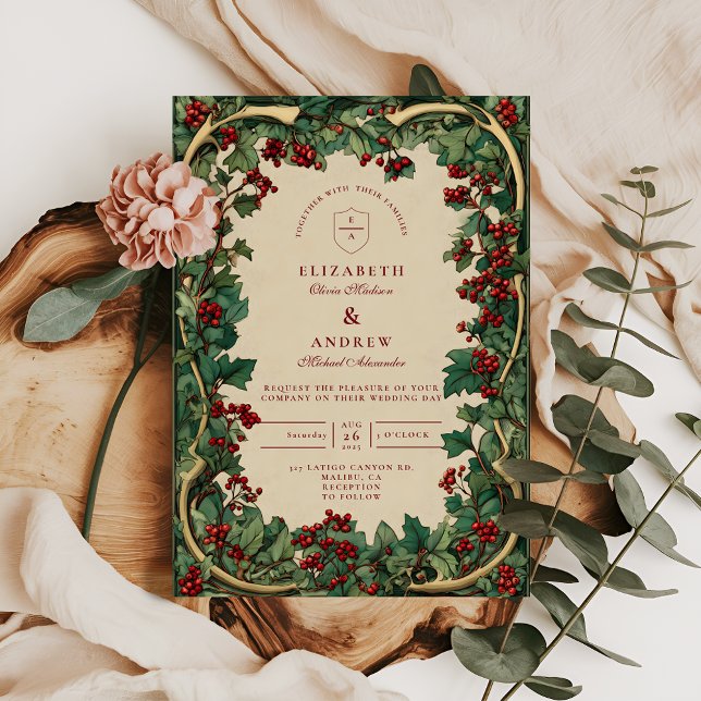 Invitación Boda Romántica de Hiedra Rústica (Subido por el creador)