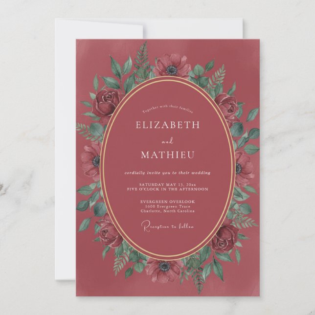 Invitación Boda romántica de invierno con arándano (Anverso)