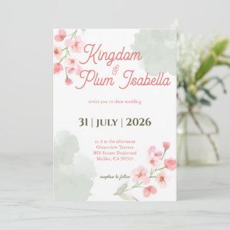 Invitación Boda romántica de jardín con flores de primavera y