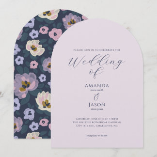 Invitación Boda romántica de jardín floral azul y morado