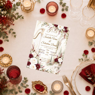 Invitación Boda Romántica de Jardín Lujoso con Arpa