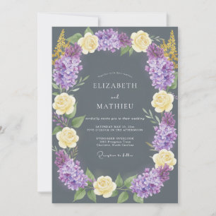 Invitación Boda Romántica de Lila con Carbón
