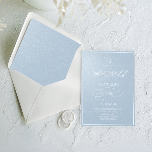 Invitación Boda Romántica de Lujo Azul Perla (Subido por el creador)