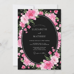 Invitación Boda Romántica de Lujo Negro
