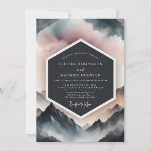 Invitación Boda Romántica de Montaña Azul Polvorienta