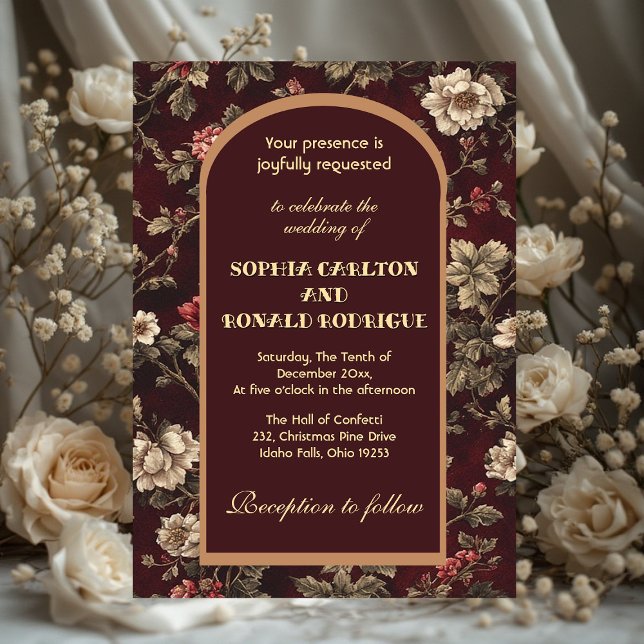Invitación Boda Romántica de Navidad Clásica Chinoiserie (Classic Christmas Chinoiserie Romantic Wedding Invitation)