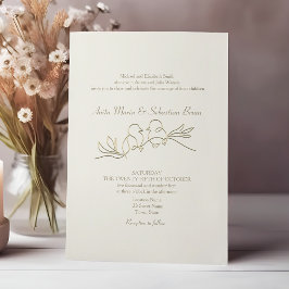 Invitación Boda Romántica de Oro Marfil