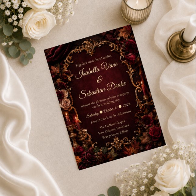 Invitación Boda Romántica de Otoño Gótico (Subido por el creador)