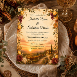 Invitación Boda Romántica de Otoño Rústico Toscano