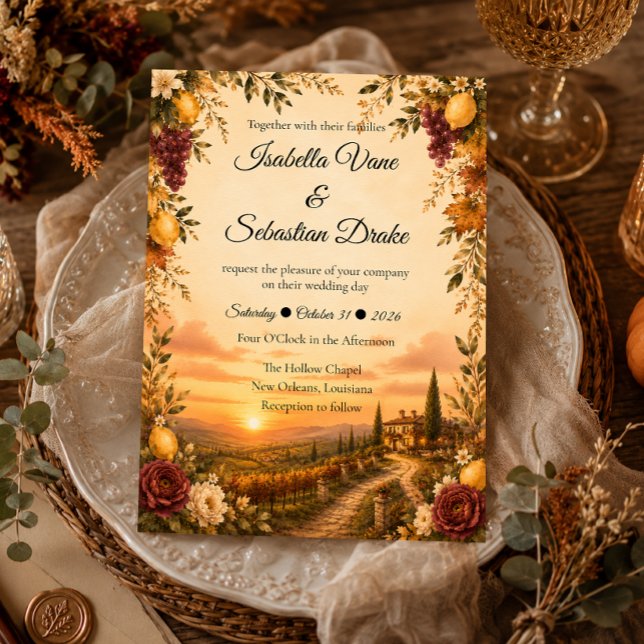 Invitación Boda Romántica de Otoño Rústico Toscano (Subido por el creador)