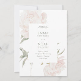 Invitación Boda Romántica de Peonía con Tono Suave de Rubor