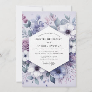 Invitación Boda Romántica de Pradera Floral Lila