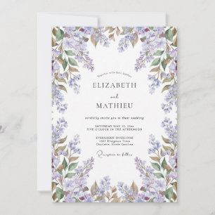 Invitación Boda Romántica de Primavera con Lila Lavanda