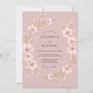 Invitación Boda Romántica de Primavera con Rosa Silenciada