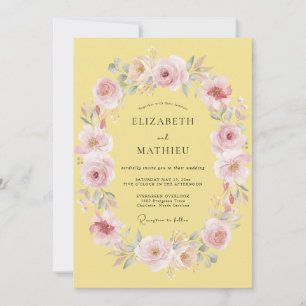 Invitación Boda Romántica de Primavera en Amarillo Pálido