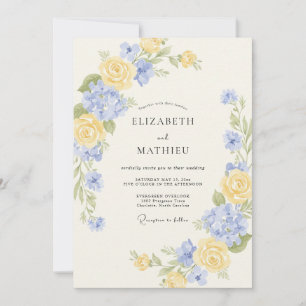Invitación Boda Romántica de Primavera en Azul Vinca