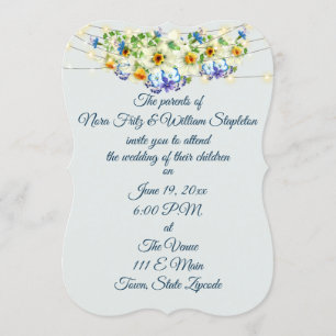 Invitación Boda romántica de primavera, flores y luces de had