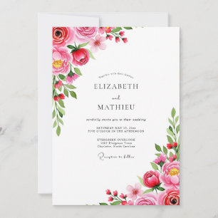 Invitación Boda Romántica de Primavera Magenta