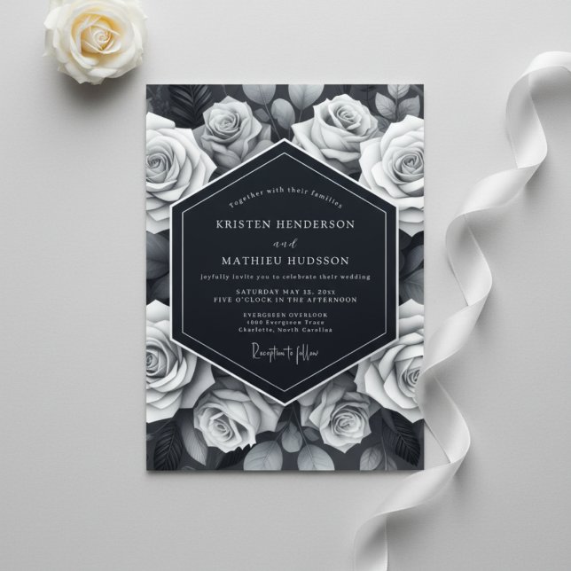Invitación Boda Romántica de Rosa Gris Botánica (Subido por el creador)