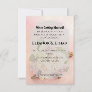 Invitación Boda romántica de rosa y tul rosa soñador