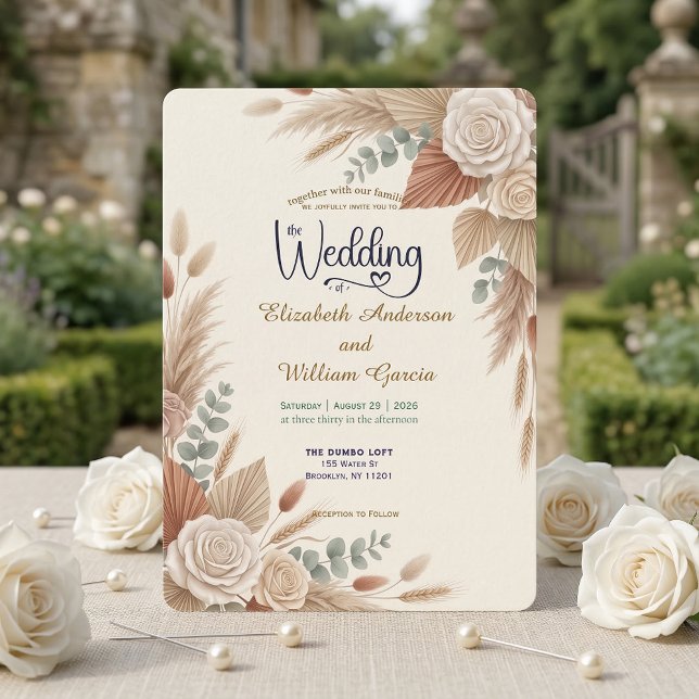 Invitación Boda Romántica de Terracota Boho Chic (Subido por el creador)