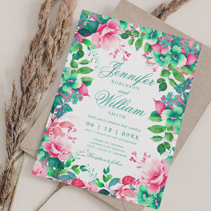 Invitación Boda romántica de verano de primavera floral con Q