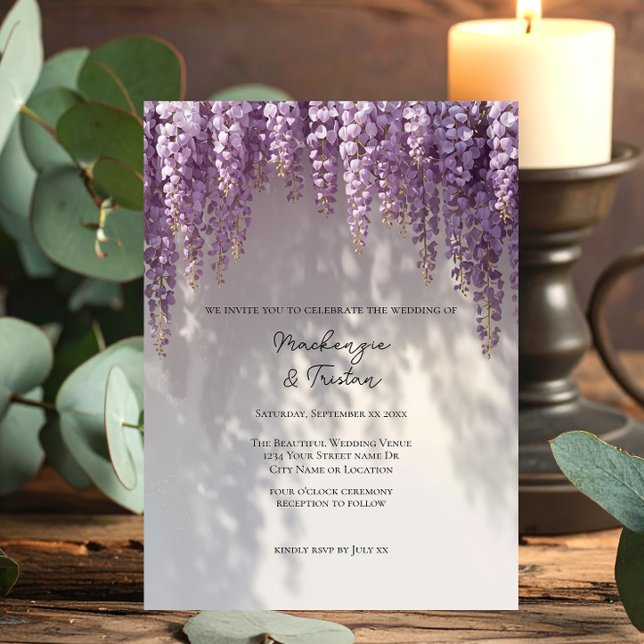 Invitación Boda Romántica de Wisteria (Subido por el creador)