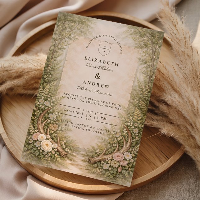 Invitación Boda Romántica del Bosque de Astas (Subido por el creador)