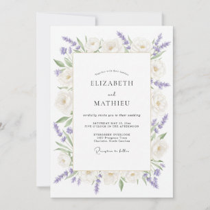 Invitación Boda Romántica Delicada de Lavanda