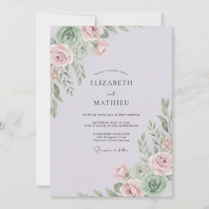 Invitación Boda Romántica Delicada Lila Pálido