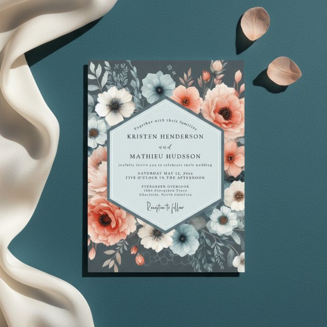 Invitación Boda Romántica Dusty Blue Bloom (Subido por el creador)
