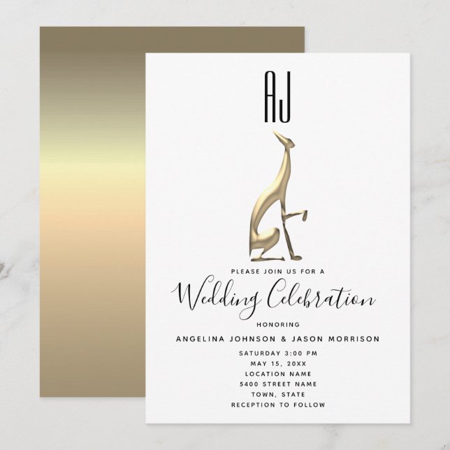 Invitación Boda Romántica Elegante (Anverso / Reverso)