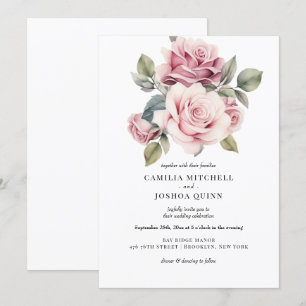 Invitación Boda Romántica Elegante Chic Moderna Rosa