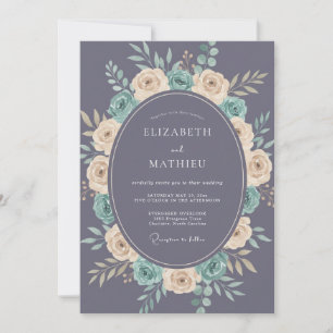 Invitación Boda romántica elegante de color púrpura polvorien