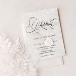 Invitación Boda Romántica en Blanco y Negro Todo en Uno