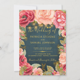 Invitación Boda romántica en el jardín de la marina rosa de R