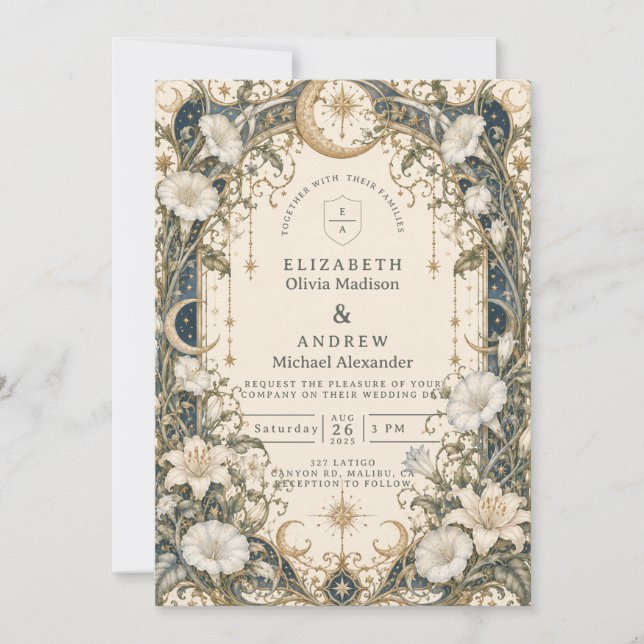 Invitación Boda romántica en jardín celestial (Anverso)