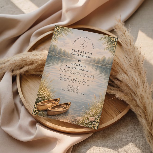 Invitación Boda Romántica en Lago con Bosque en Canoa (Subido por el creador)