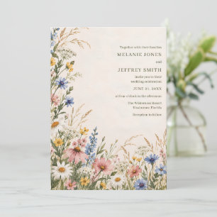 Invitación Boda Romántica en un Prado de Flores Silvestres